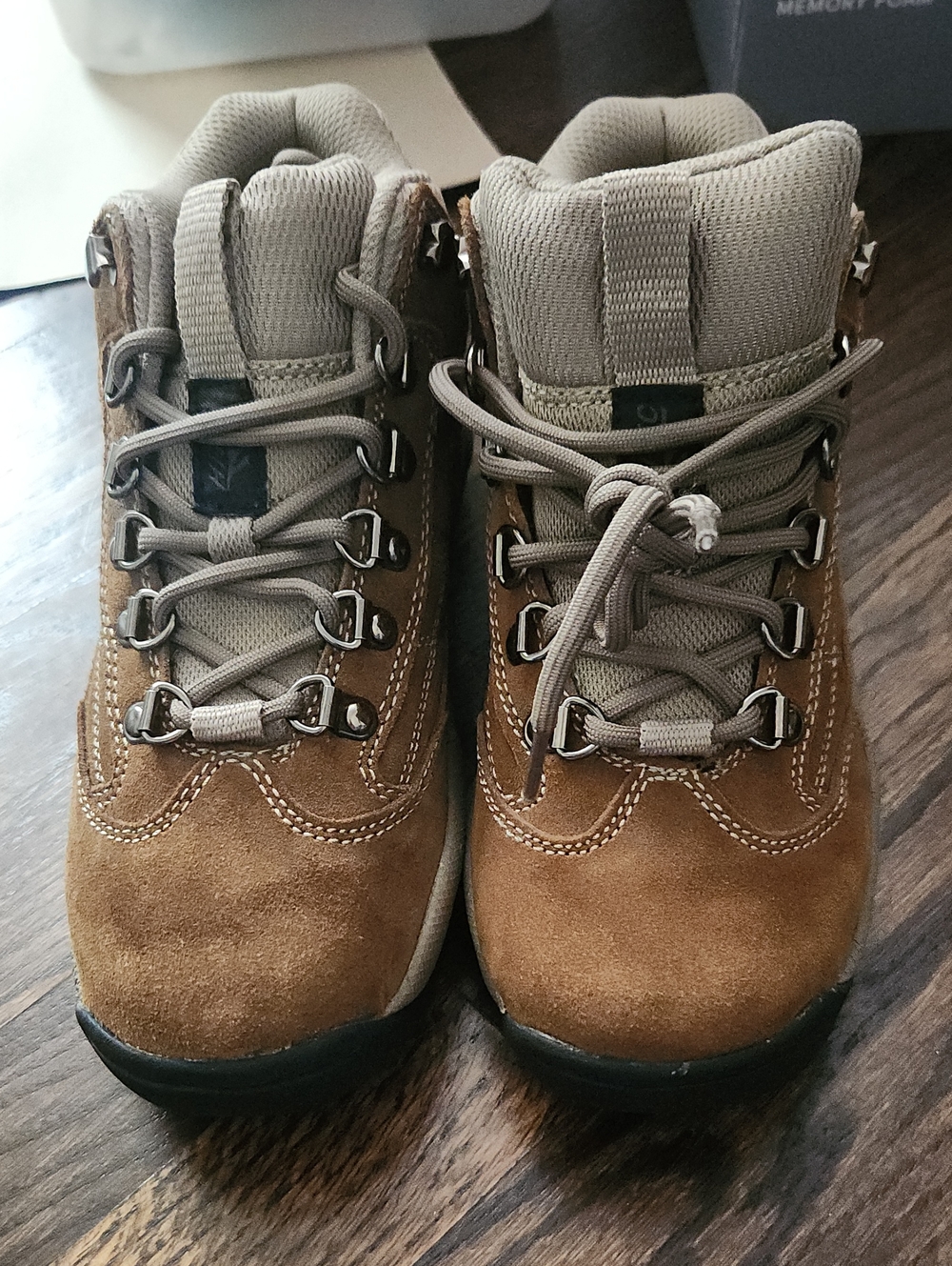 Hi-Tec Brown Suede Lace-Up Boots with Gray Accents